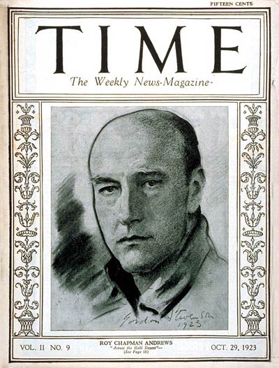 TIME Magazine Cover: Roy Chapman Andrews -- Oct. 29, 1923