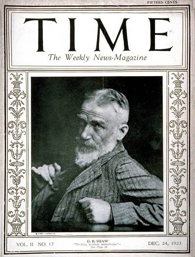 TIME Magazine Cover: George Bernard Shaw -- Dec. 24, 1923