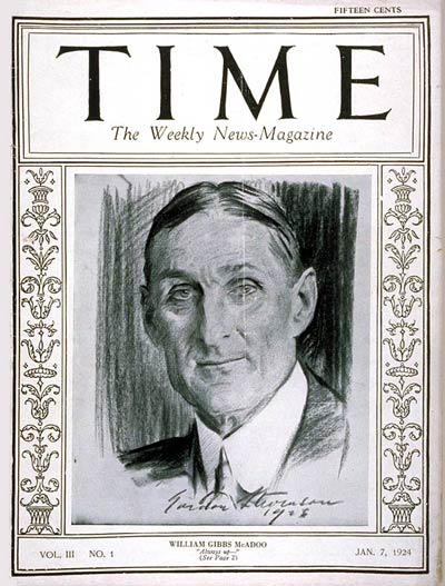 TIME Magazine Cover: William G. McAdoo -- Jan. 7, 1924
