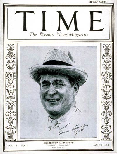 TIME Magazine Cover: Herbert B. Swope -- Jan. 28, 1924