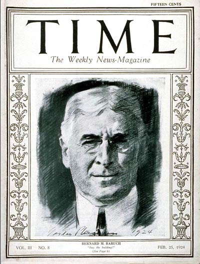 TIME Magazine Cover: Bernard M. Baruch -- Feb. 25, 1924