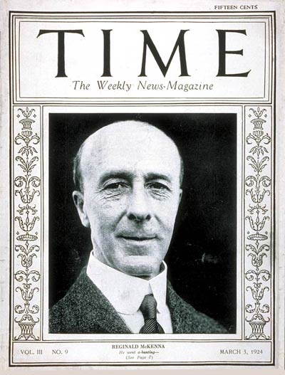 TIME Magazine Cover: Reginald McKenna -- Mar. 3, 1924