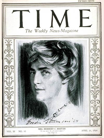 TIME Magazine Cover: Mrs. Herbert Hoover -- Apr. 21, 1924