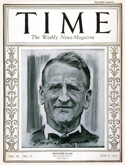 TIME Magazine Cover: Senator Carter Glass -- June 9, 1924