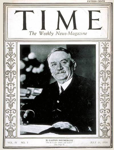 TIME Magazine Cover: Gaston Doumergue -- July 21, 1924