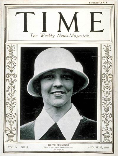 TIME Magazine Cover: Edith Cummings -- Aug. 25, 1924