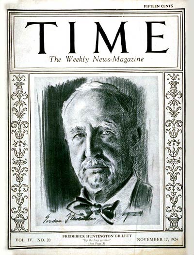 TIME Magazine Cover: Frederick Gillett -- Nov. 17, 1924