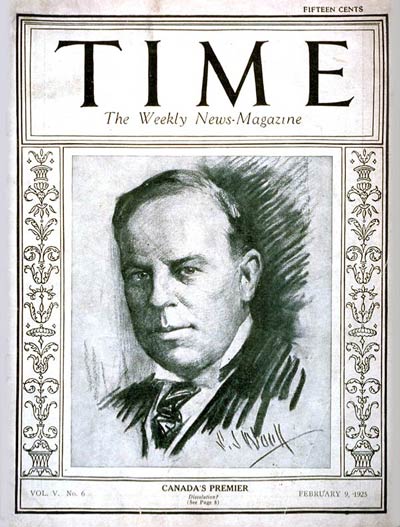 TIME Magazine Cover: William Mackenzie King -- Feb. 9, 1925