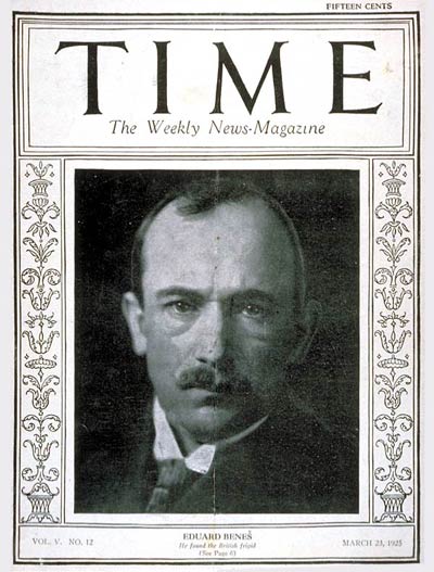 TIME Magazine Cover: Eduard Benes -- Mar. 23, 1925