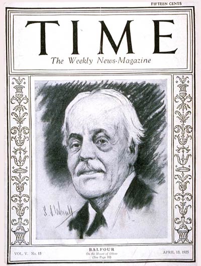 TIME Magazine Cover: Lord Arthur Balfour -- Apr. 13, 1925