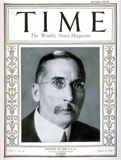 TIME Magazine Cover: James B. Hertzog -- Apr. 27, 1925