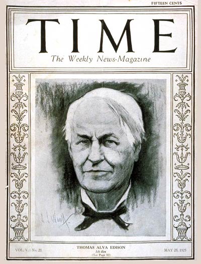 TIME Magazine Cover: Thomas A. Edison -- May 25, 1925