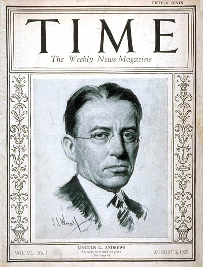 TIME Magazine Cover: Lincoln C. Andrews -- Aug. 3, 1925