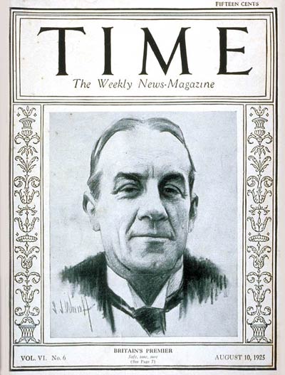 TIME Magazine Cover: Stanley Baldwin -- Aug. 10, 1925