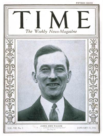TIME Magazine Cover: Jimmy Walker -- Jan. 11, 1926