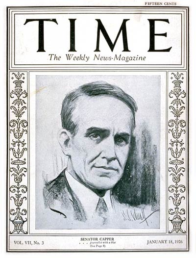TIME Magazine Cover: Senator Arthur Capper -- Jan. 18, 1926