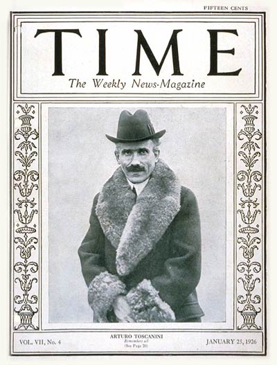 TIME Magazine Cover: Arturo Toscanini -- Jan. 25, 1926