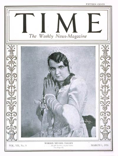 TIME Magazine Cover: Marion N. Talley -- Mar. 1, 1926
