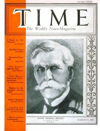 TIME Magazine Cover: Oliver Wendell Holmes -- Mar. 15, 1926