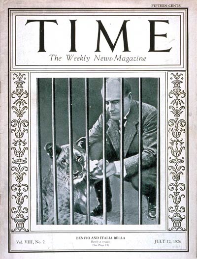 TIME Magazine Cover: Benito Mussolini -- July 12, 1926