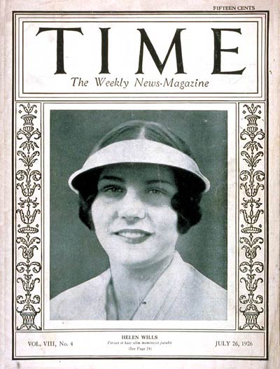TIME Magazine Cover: Helen Wills -- July 26, 1926