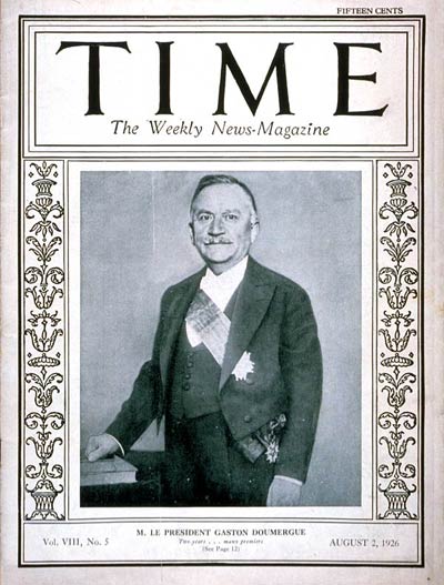 TIME Magazine Cover: Gaston Doumergue -- Aug. 2, 1926