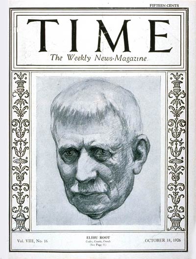 TIME Magazine Cover: Elihu Root -- Oct. 18, 1926
