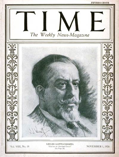 TIME Magazine Cover: Giulio Gatti-Casazza -- Nov. 1, 1926