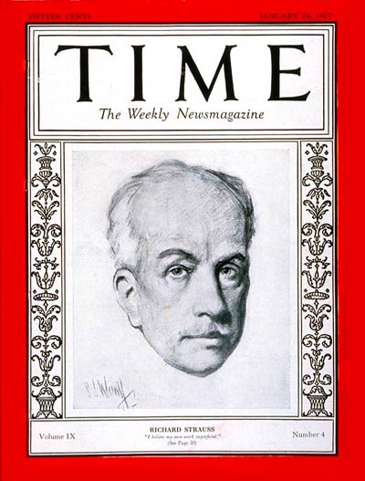 TIME Magazine Cover: Richard Strauss -- Jan. 24, 1927