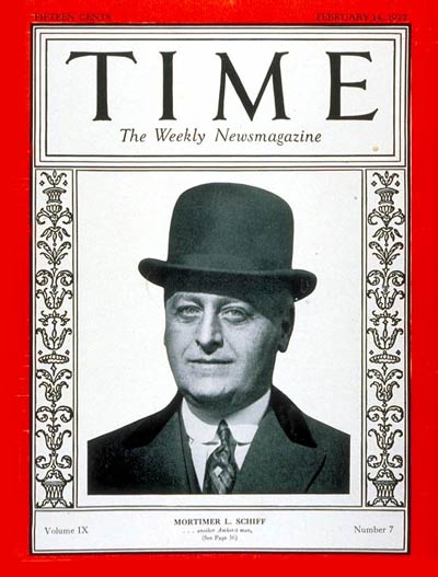 TIME Magazine Cover: Mortimer L. Schiff -- Feb. 14, 1927