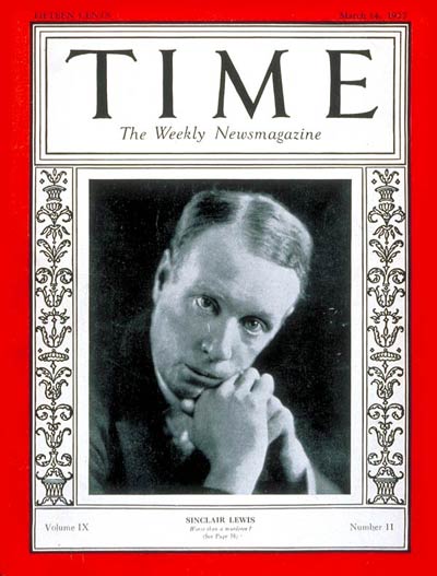 TIME Magazine Cover: Sinclair Lewis -- Mar. 14, 1927