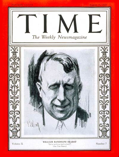 TIME Magazine Cover: William Randolph Hearst -- Aug. 15, 1927
