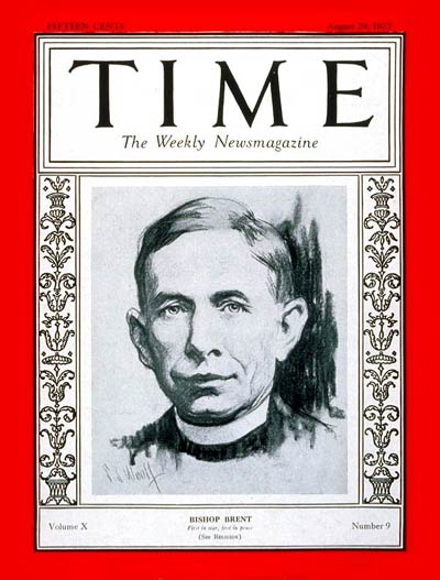TIME Magazine Cover: Bishop Brent -- Aug. 29, 1927