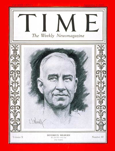 TIME Magazine Cover: Devereaux Milburn -- Sep. 5, 1927
