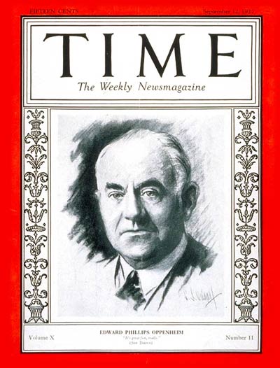 TIME Magazine Cover: E. Phillips Oppenheim -- Sep. 12, 1927