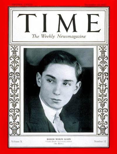 TIME Magazine Cover: Roger W. Kahn -- Sep. 19, 1927