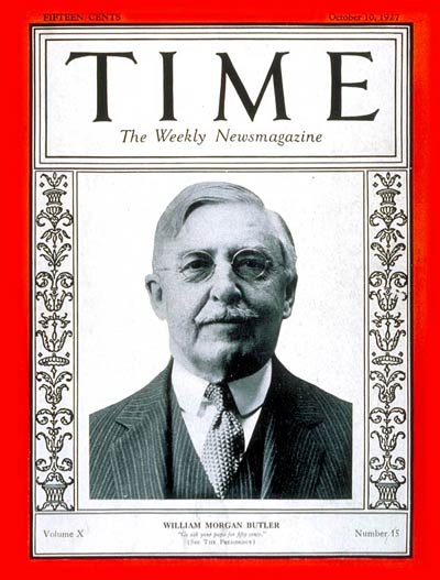 TIME Magazine Cover: William Morgan Butler -- Oct. 10, 1927