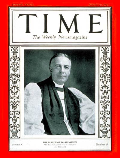 TIME Magazine Cover: Bishop Freeman -- Oct. 24, 1927