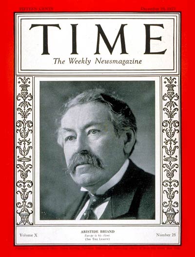 TIME Magazine Cover: Aristide Briand -- Dec. 19, 1927