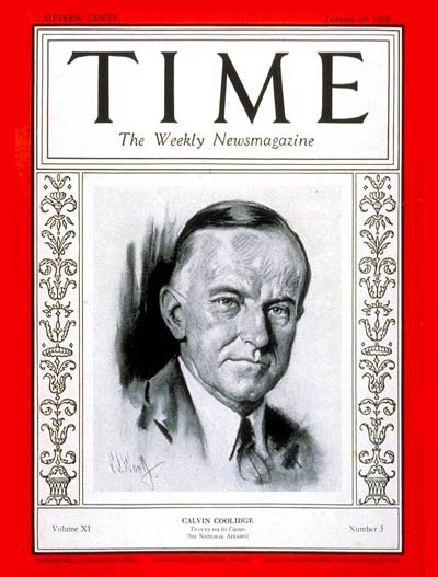TIME Magazine Cover: Calvin Coolidge -- Jan. 16, 1928