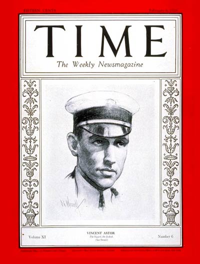 TIME Magazine Cover: Vincent Astor -- Feb. 6, 1928
