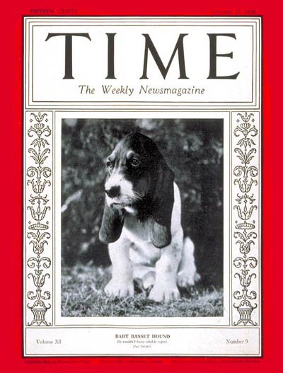 TIME Magazine Cover: Baby Basset Hound -- Feb. 27, 1928