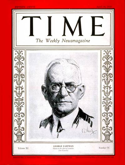 TIME Magazine Cover: George Eastman -- Apr. 16, 1928