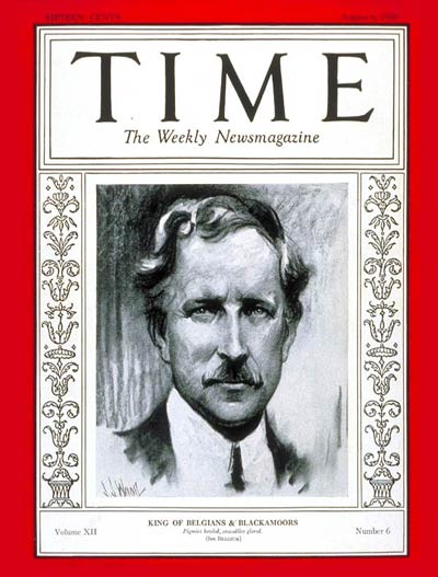 TIME Magazine Cover: King Albert I -- Aug. 6, 1928