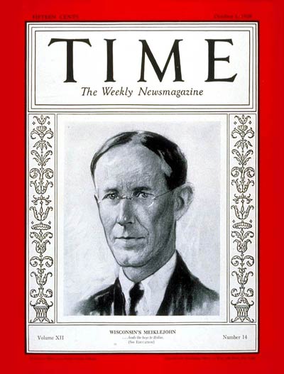 TIME Magazine Cover: Alexander Meiklejohn -- Oct. 1, 1928