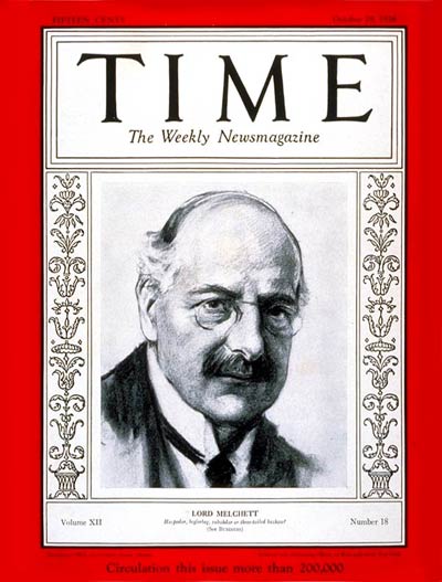 TIME Magazine Cover: Lord Melchett -- Oct. 29, 1928