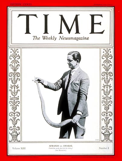 TIME Magazine Cover: Dr. Afranio do Amaral -- Jan. 28, 1929
