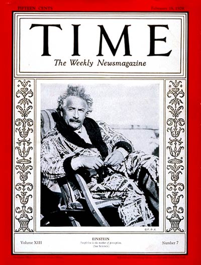 TIME Magazine Cover: Albert Einstein -- Feb. 18, 1929