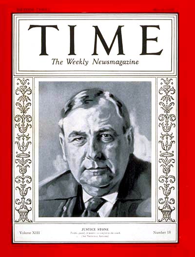 TIME Magazine Cover: Harlan F. Stone -- May 6, 1929