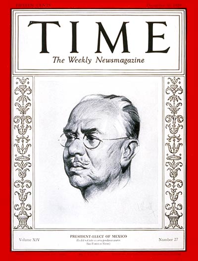 TIME Magazine Cover: Pascual Ortiz Rubio -- Dec. 30, 1929